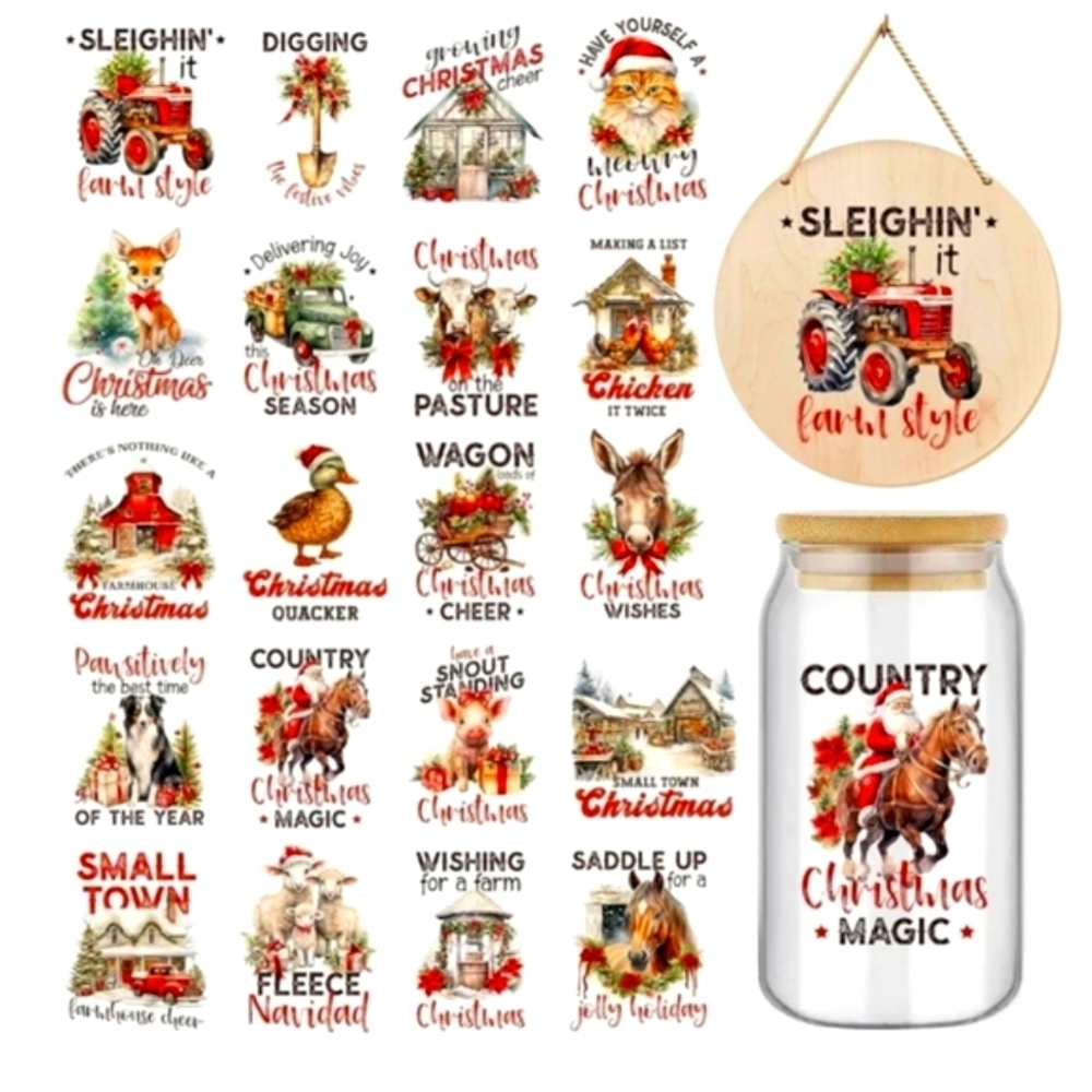 20 Sheets Vintage Christmas Rub On Transfers for Crafts - Picture 1 of 8